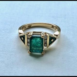 🎈SOLD🎈14k Gold, Diamond, Emerald Ring, Size 7